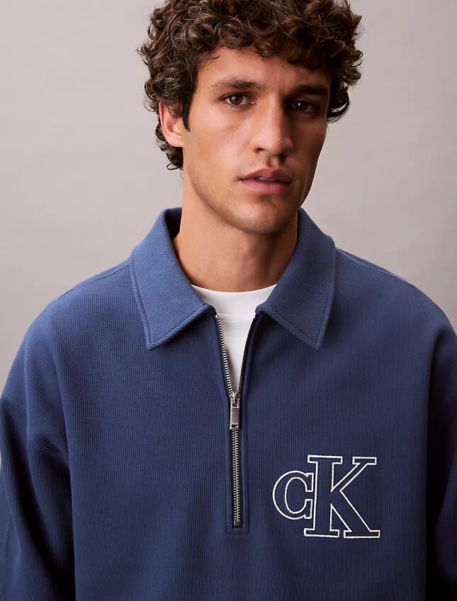 Varsity Monogram Logo Quarter Zip Sweatshirt Varsity Monogram Logo Quarter Zip Sweatshirt