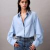 Viscose Blend Relaxed Button-Down Shirt