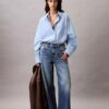 Viscose Blend Relaxed Button-Down Shirt