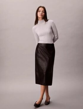Viscose Blend Rib Mock Neck Sweater