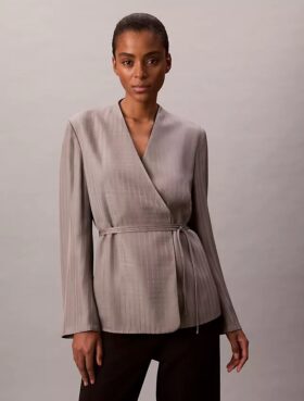 Viscose Jacquard Wrap Blazer