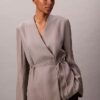 Viscose Jacquard Wrap Blazer