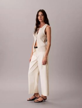 Wide Leg Cropped Chino Pant