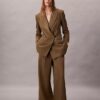Wool Gabardine Wide Leg Trouser