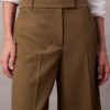 Wool Gabardine Wide Leg Trouser