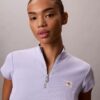 Woven Monologo Rib Quarter Zip Top