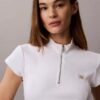 Woven Monologo Rib Quarter Zip Top