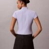Woven Monologo Rib Quarter Zip Top