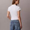 Woven Monologo Rib Quarter Zip Top