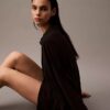 Woven Viscose Button-Down Sleep Shirt