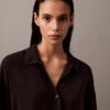 Woven Viscose Button-Down Sleep Shirt